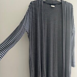 Soma‎ Womens Navy Blue White Striped Open Front Cardigan Duster Size Medium